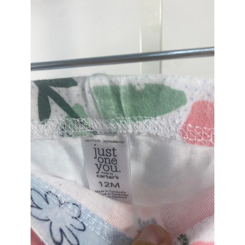Just One You by Carters Baby Girls Floral Leggings White Pink Blue‎ 12M JOY90880